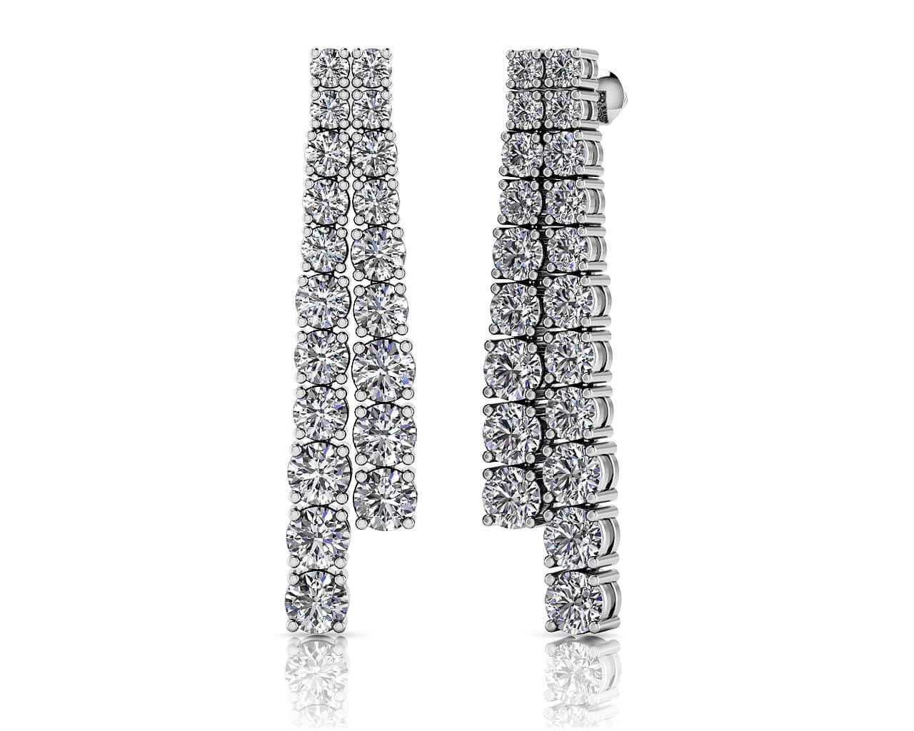 Graduated Diamond Double Row Earrings Diamond with 3.83 ct.(finished)